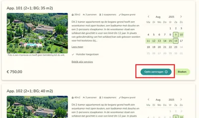 Knop Optie aanvragen